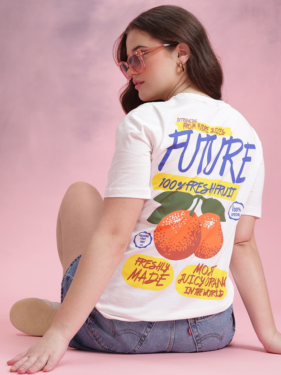 

DressBerry Graphic Printed Pure Cotton T-shirt, White