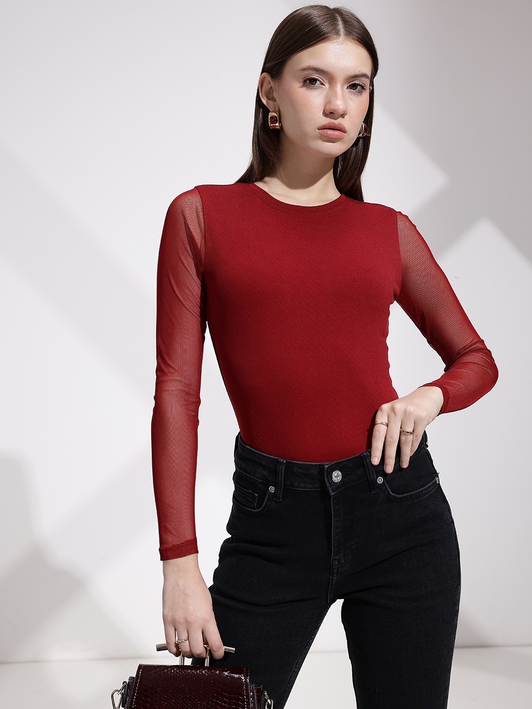

her by invictus Round Neck Top, Maroon