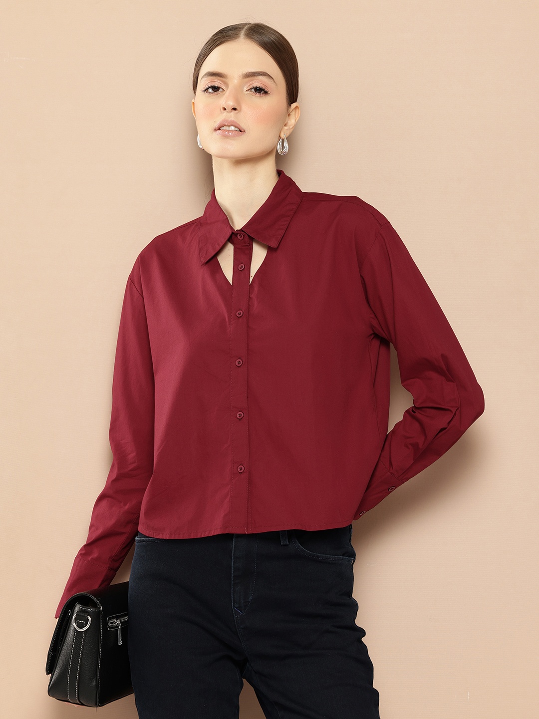 

her by invictus Pure Cotton Shirt, Maroon