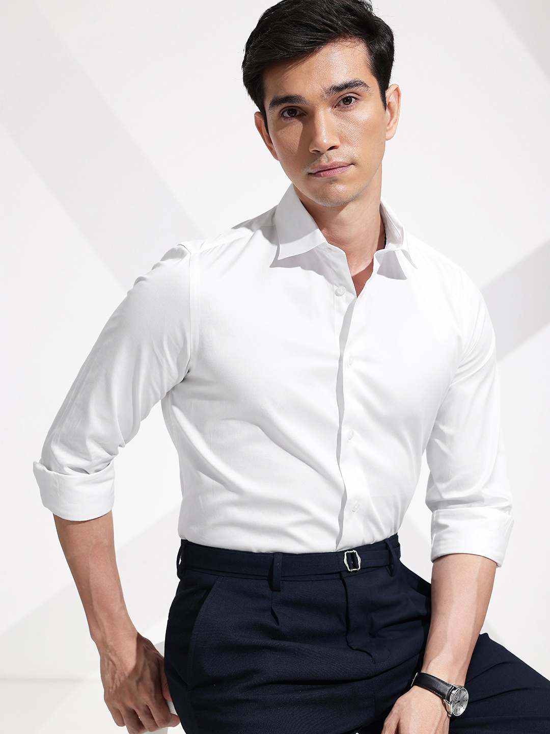 

INVICTUS Slim Fit Opaque Pure Cotton Formal Shirt, White