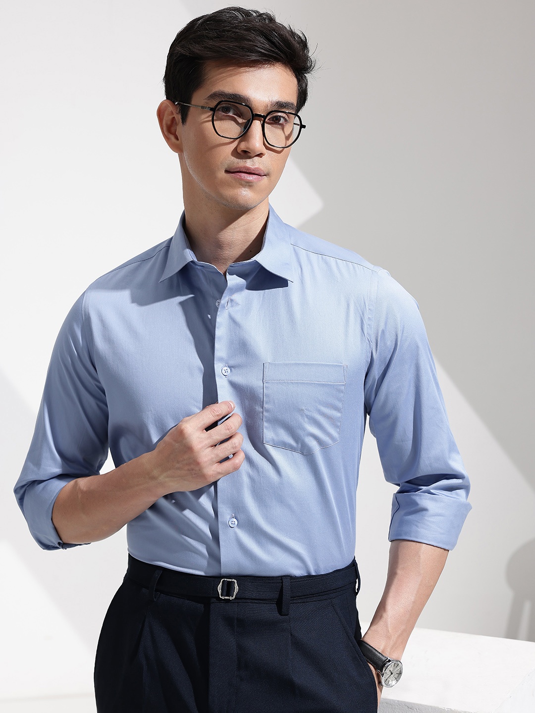

INVICTUS Slim Fit Pure Cotton Formal Shirt, Blue