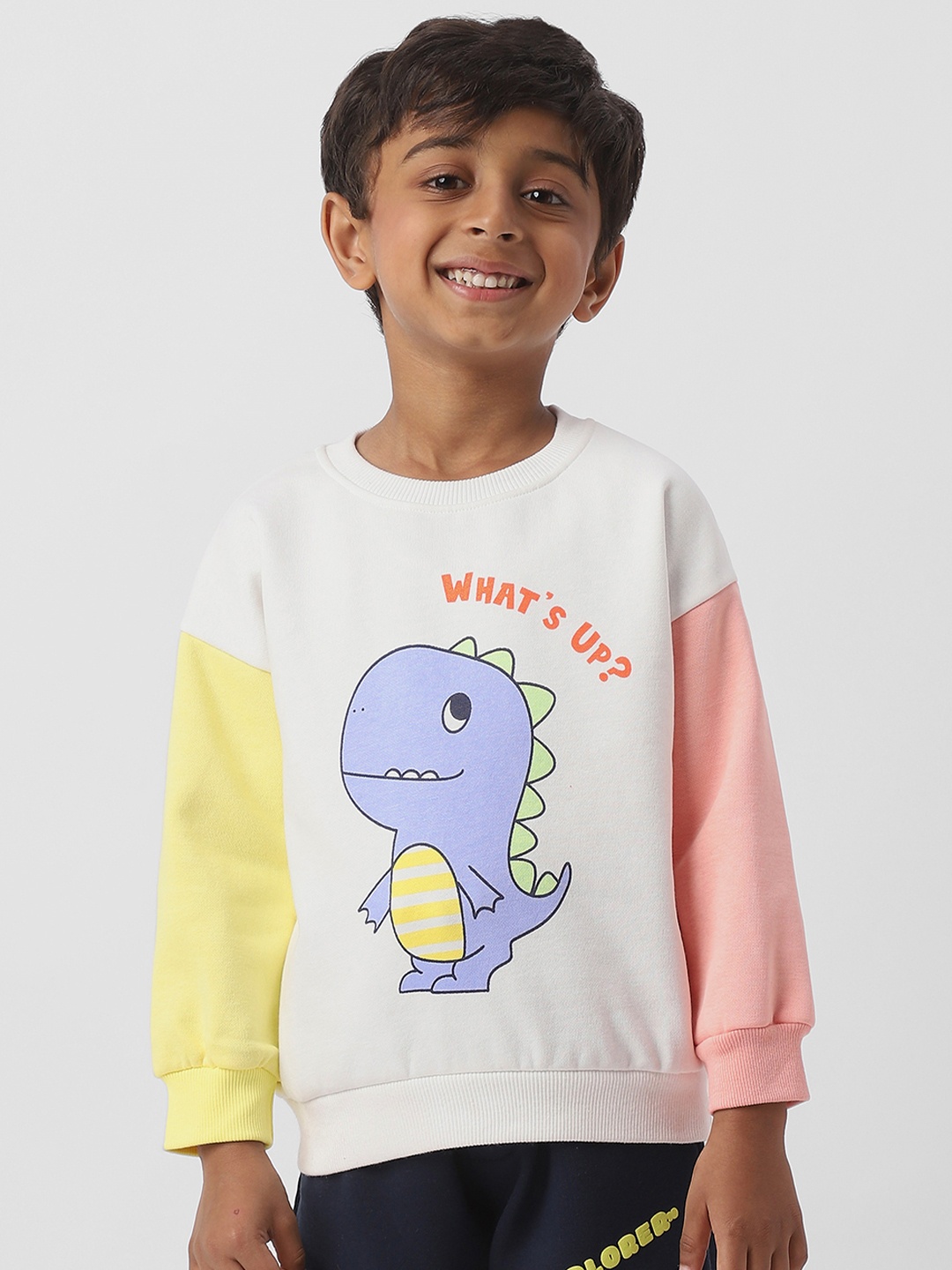 

Nauti Nati Boys Dinosaur Print Fleece Sweatshirt, Off white