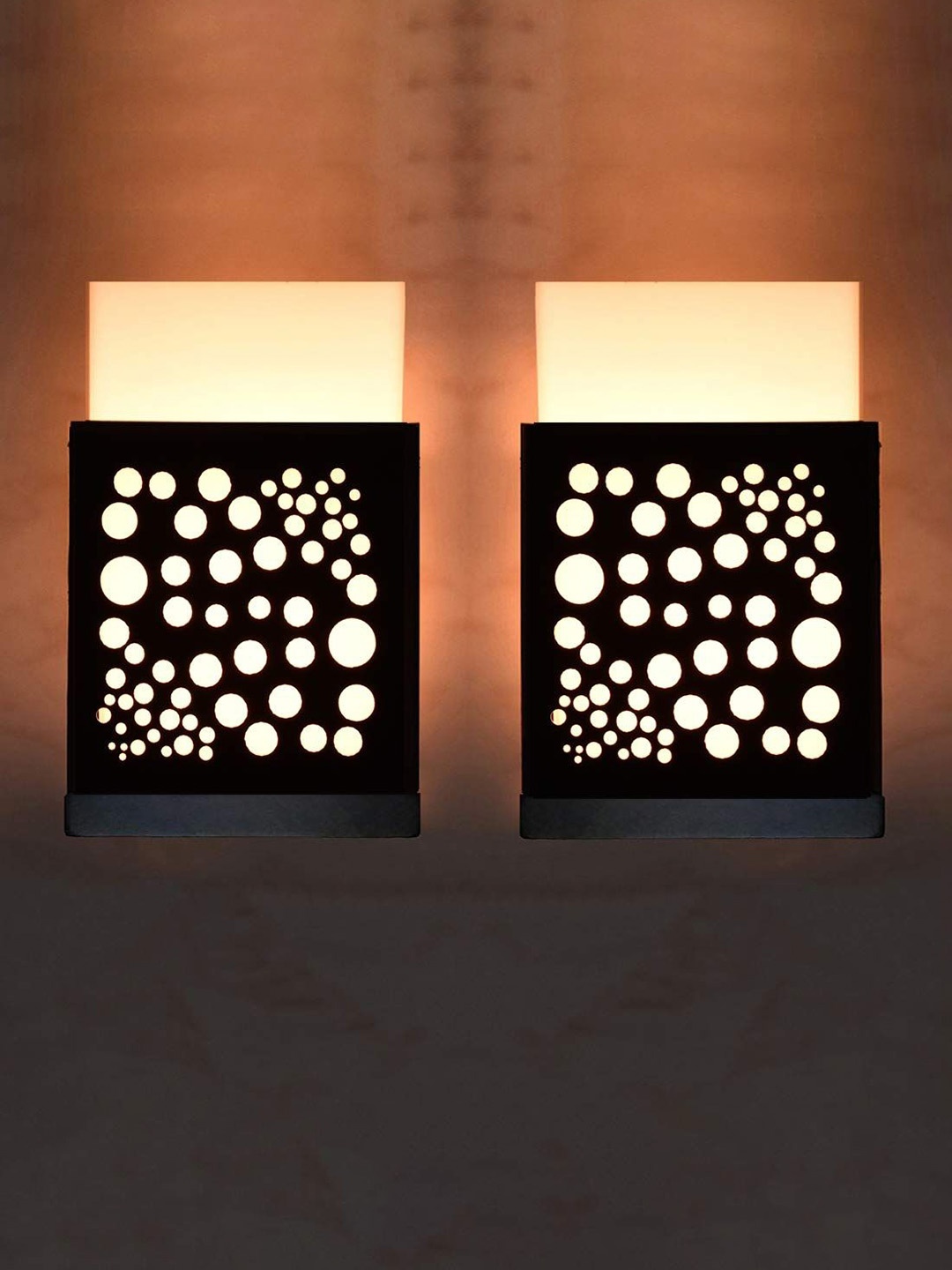 

Gojeeva Black 2 Pieces Textured Contemporary Rectangle Shaped Wooden Wall Lamp