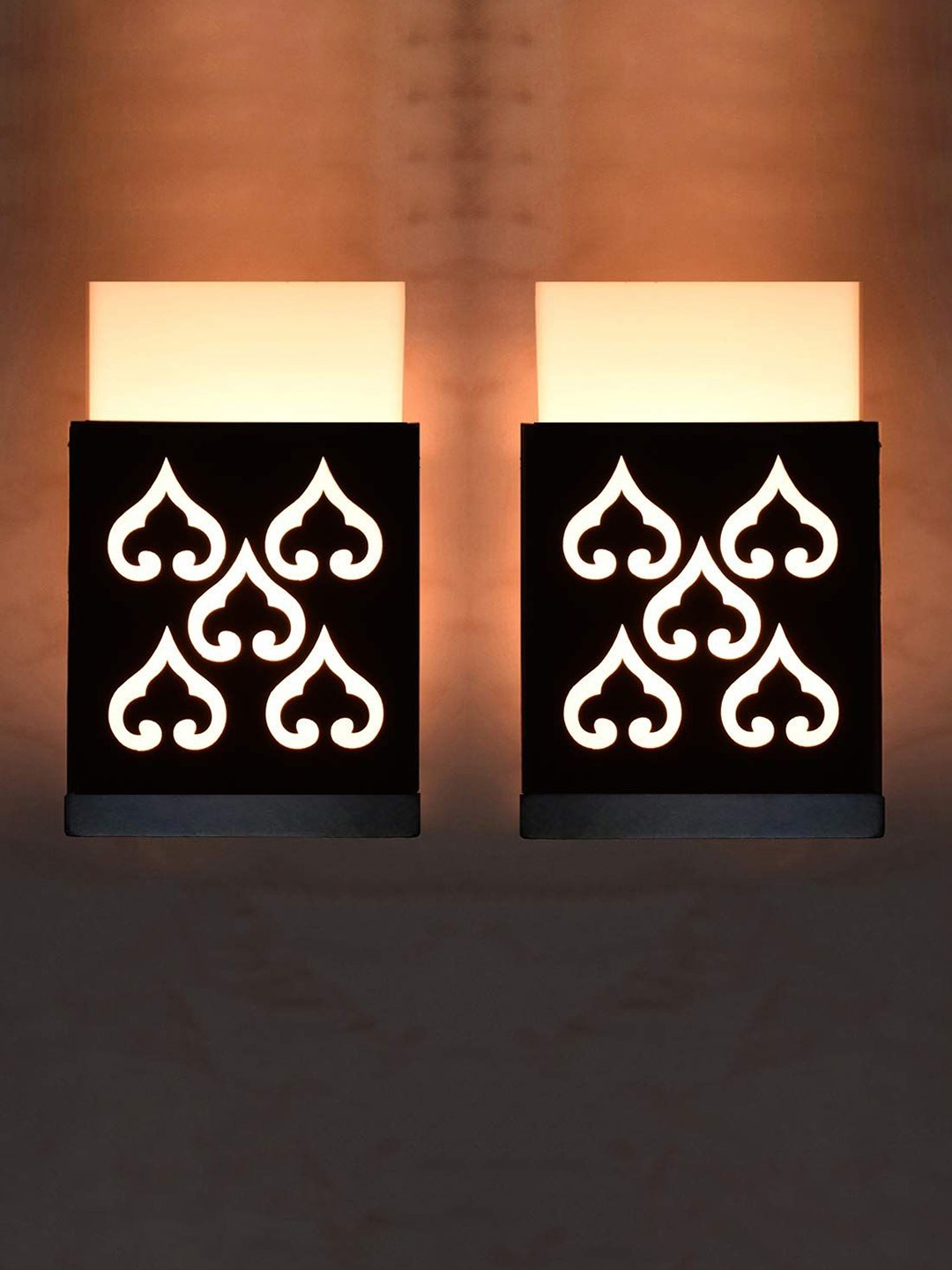 

Gojeeva Black 2 Pieces Textured Contemporary Rectangle Shaped Wooden Wall Lamp
