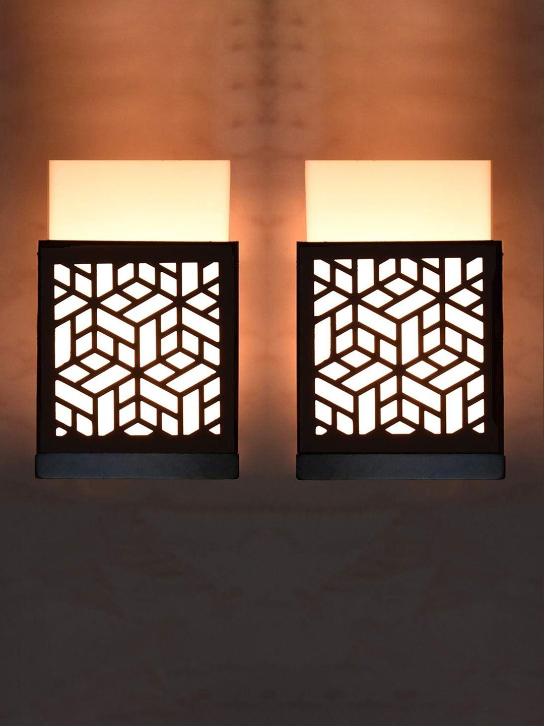 

Gojeeva Black 2 Pieces Wood Square Shaped Textured Contemporary Wall Lamp