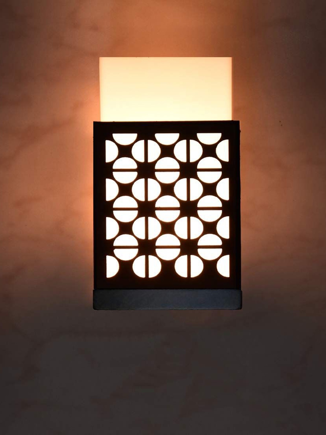 

Gojeeva Black Wood Square Shaped Textured Contemporary Wall Lamp