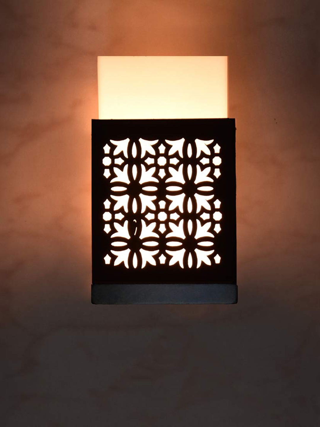 

Gojeeva Black & White Textured Contemporary Wooden Rectangle Shaped Wall Lamp