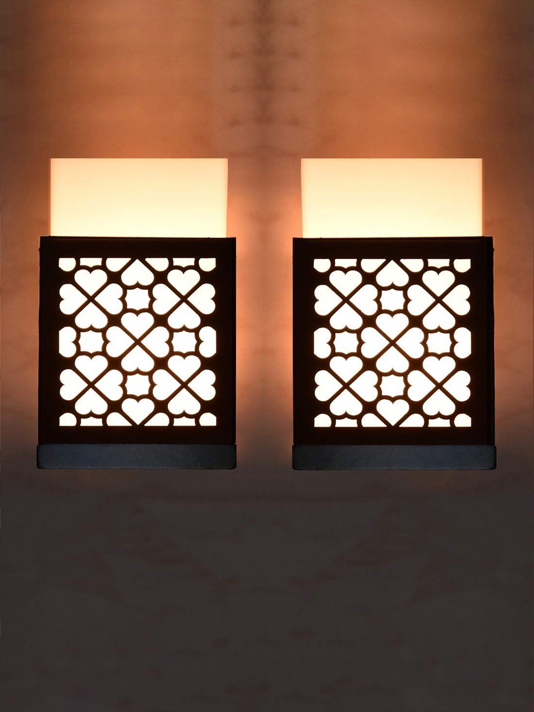 

Gojeeva Black 2 Pieces Wood Square Shaped Textured Contemporary Wall Lamp