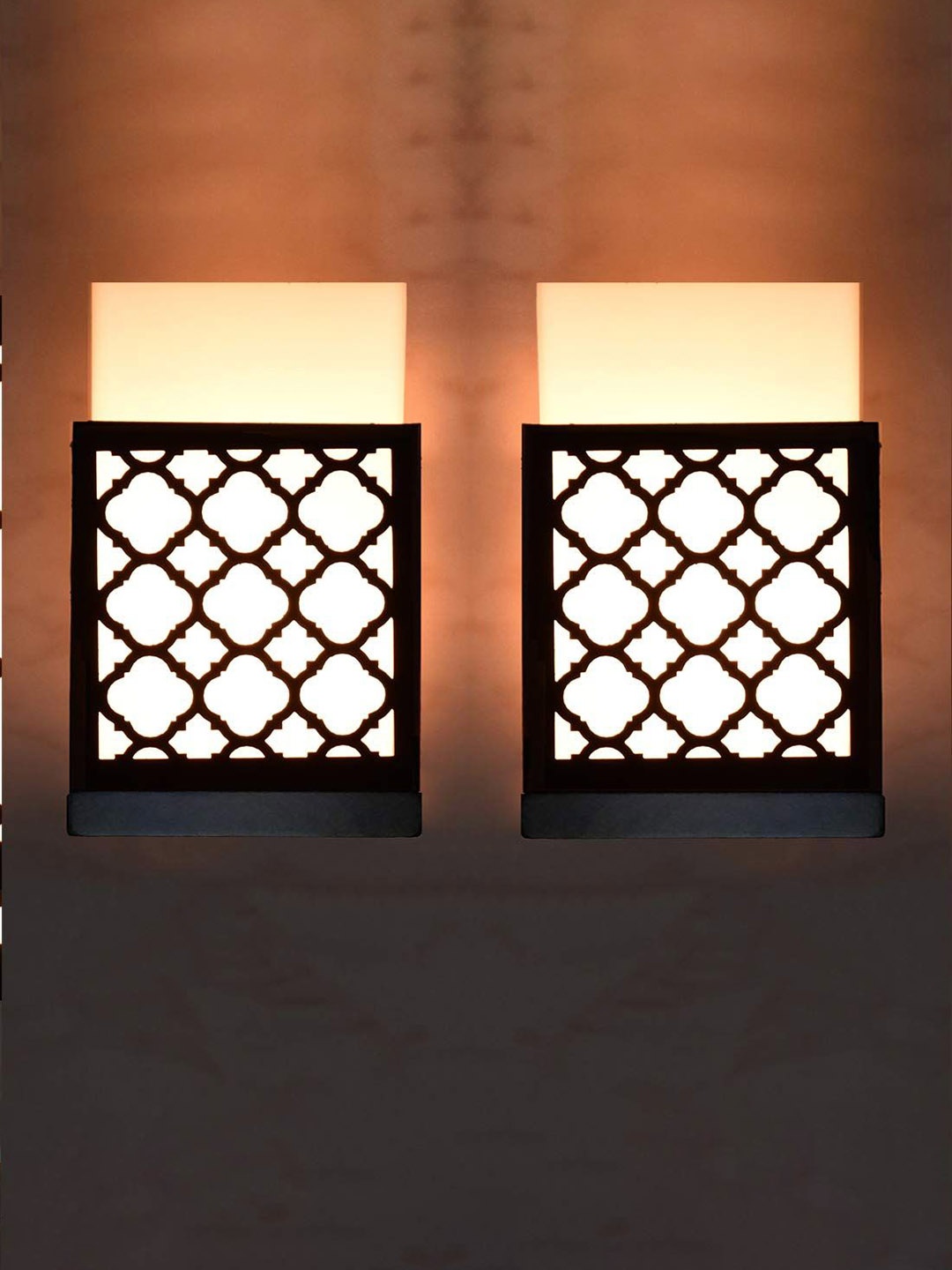 

Gojeeva Black 2 Pieces Textured Contemporary Rectangle Shaped Wooden Wall Lamp