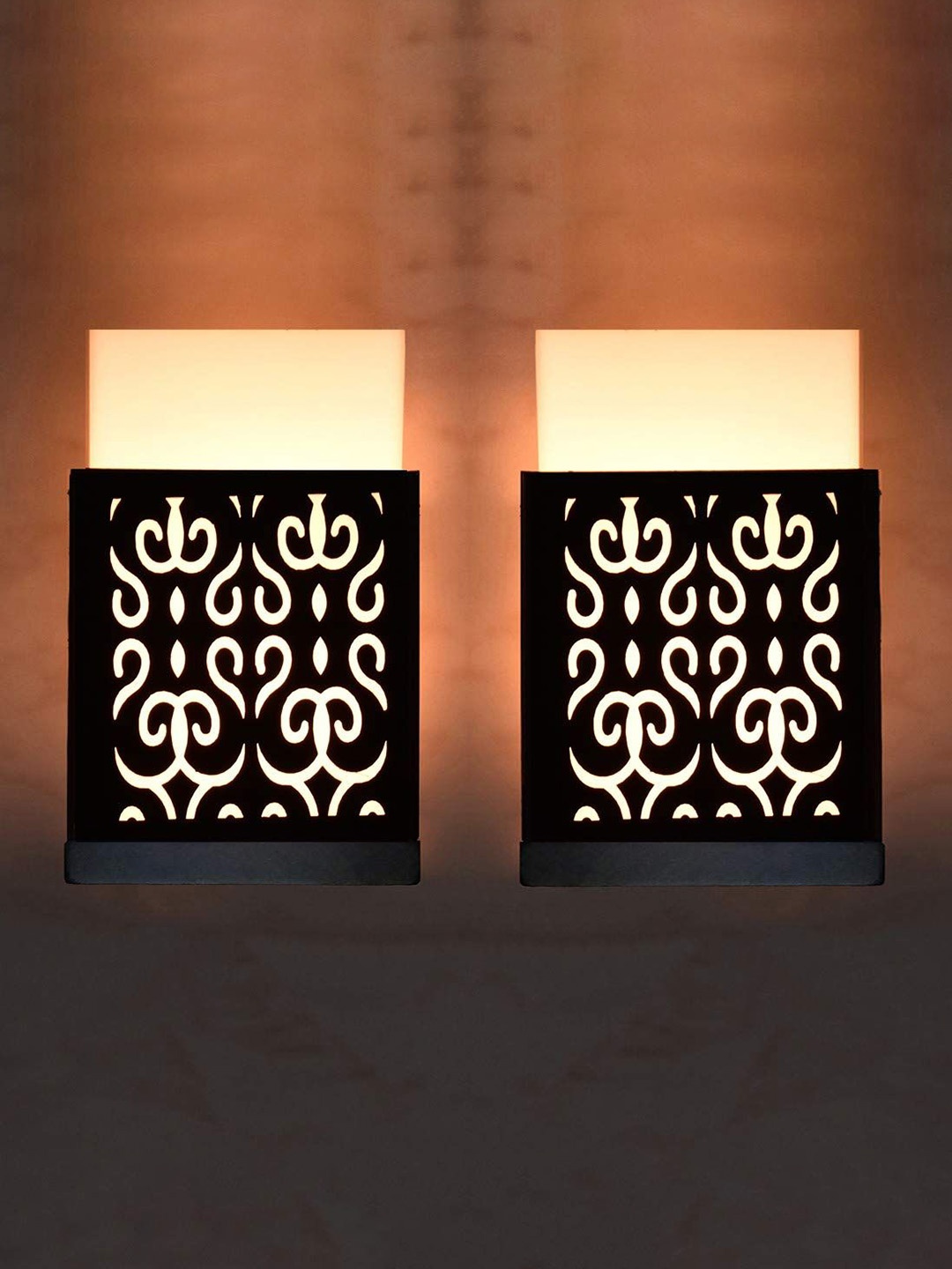 

Gojeeva Black & White 2 Pieces Textured Contemporary Wooden Rectangle Shaped Wall Lamp