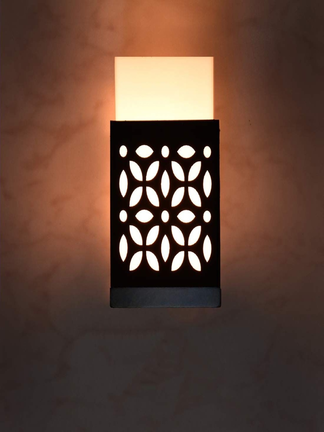 

Gojeeva Black Wood Square Shaped Textured Contemporary Wall Lamp