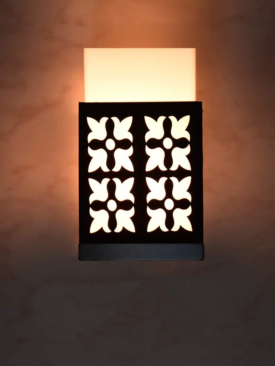 

Gojeeva Black Textured Wooden Square Shaped Wall Lamps