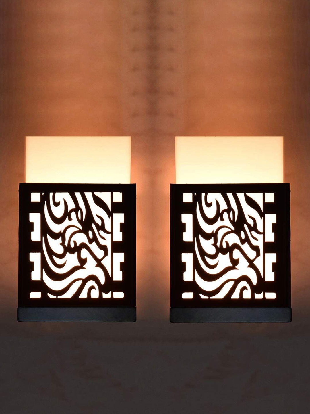 

Gojeeva Black & White 2 Pieces Textured Contemporary Wooden Rectangle Shaped Wall Lamp