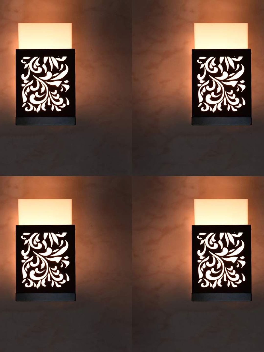 

Gojeeva Black Wood Square Shaped Textured Contemporary Wall Lamp