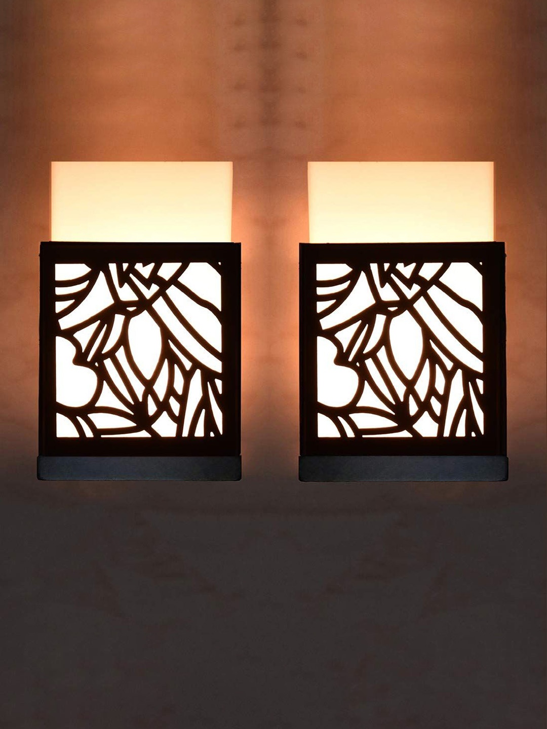 

Gojeeva Black 2 Pieces Wood Square Shaped Textured Contemporary Wall Lamp
