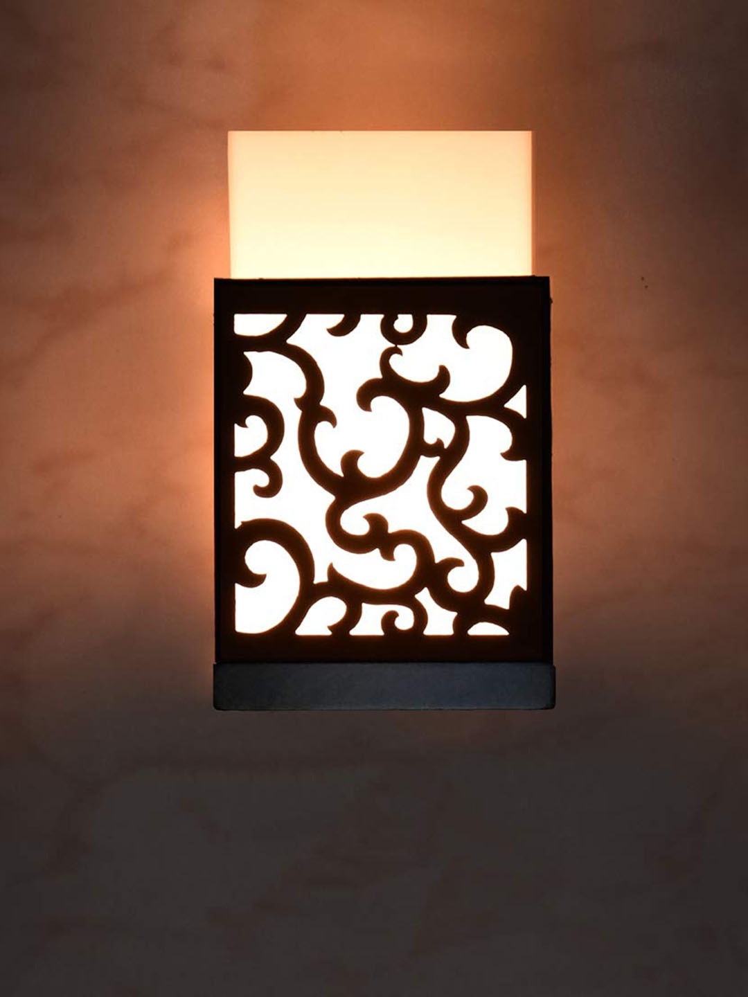 

Gojeeva Black & White Textured Contemporary Rectangle Shaped Wooden Wall Lamp