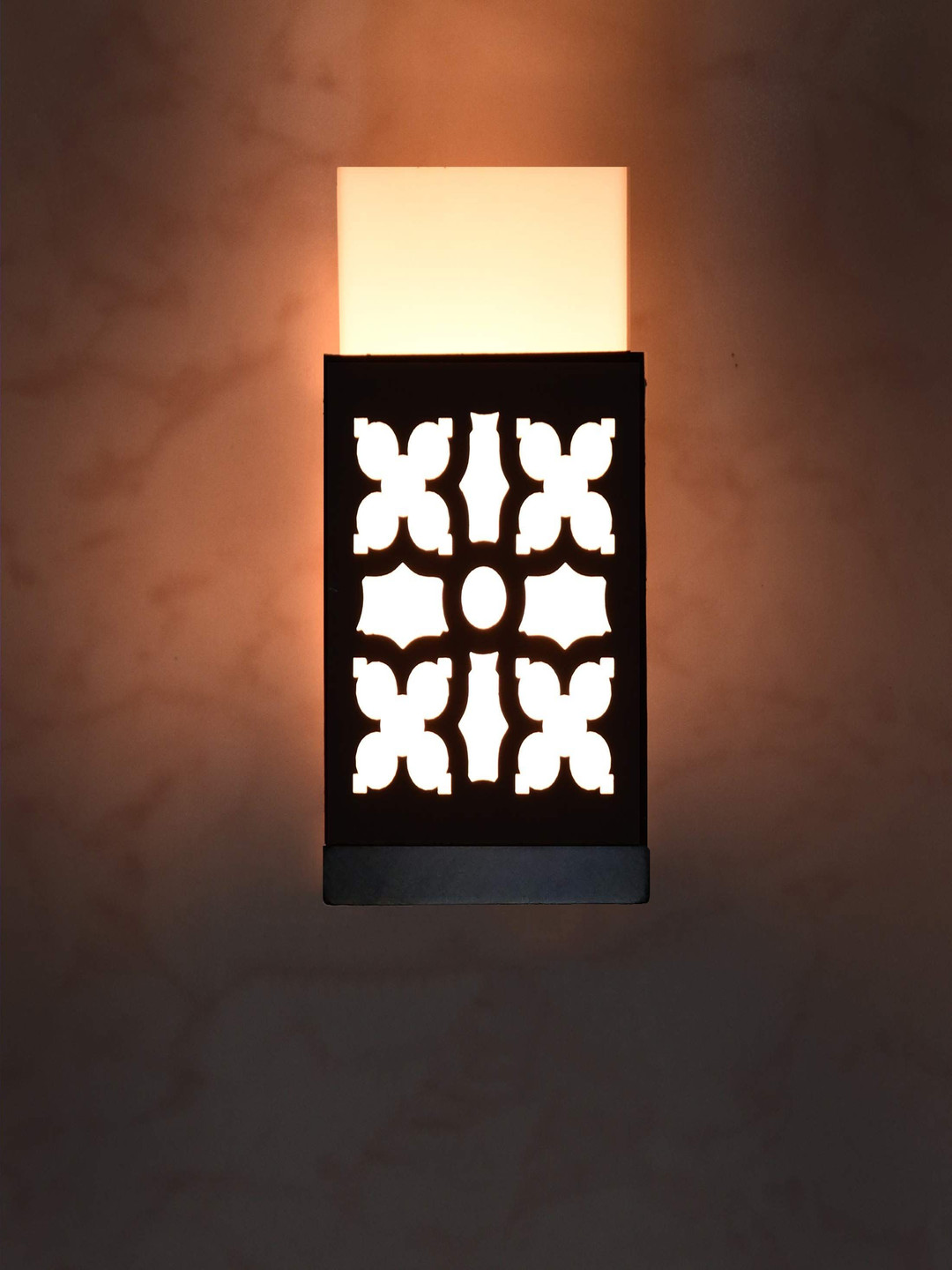 

Gojeeva Black Wood Square Shaped Textured Contemporary Wall Lamp