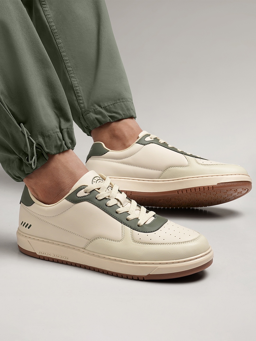 

Flying Machine Men Solid PU Sneakers, Beige
