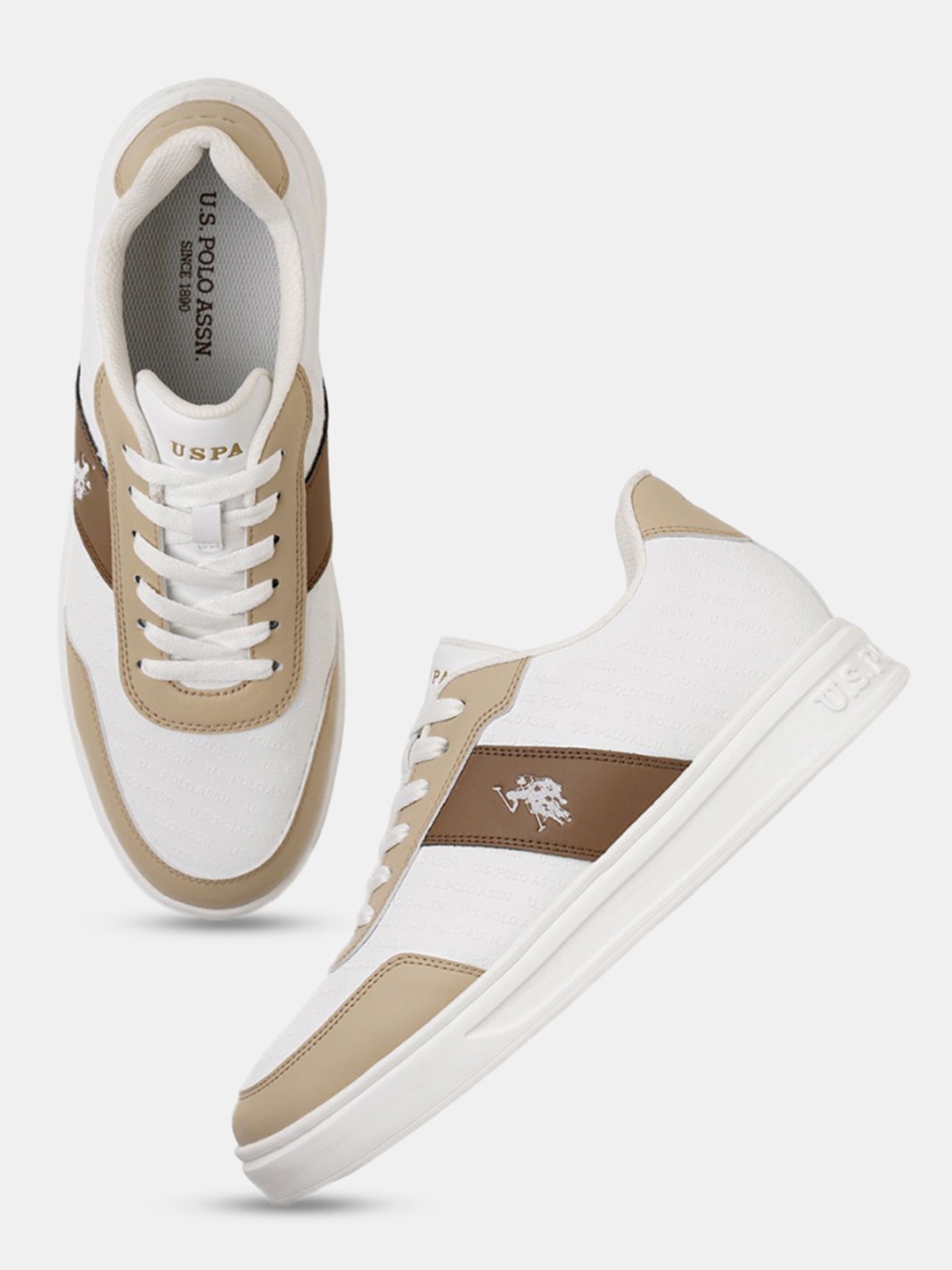 

U.S. Polo Assn. Men PU Sneakers, Off white