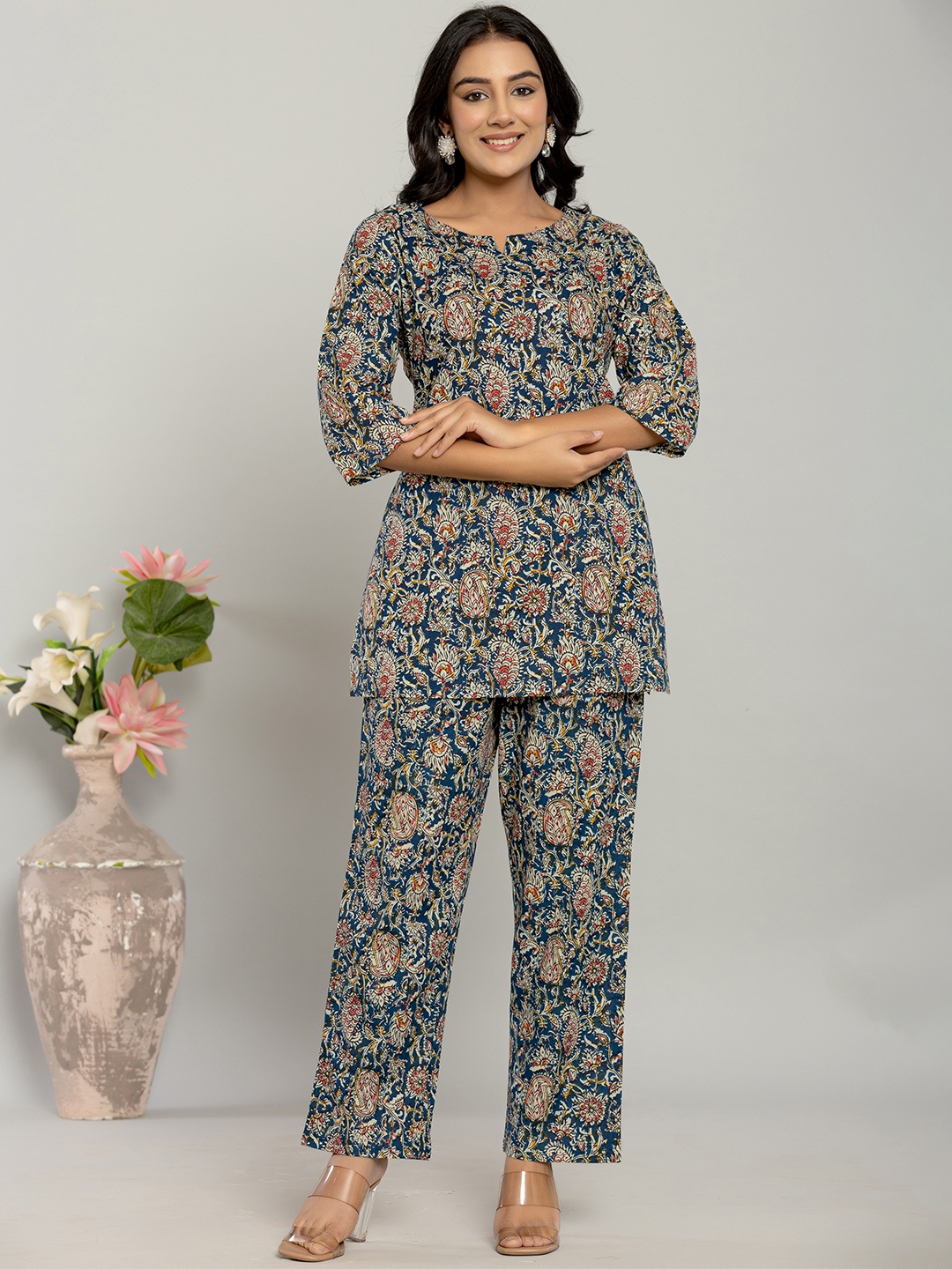 

Serenita Women Printed Pure Cotton Night Suit, Blue