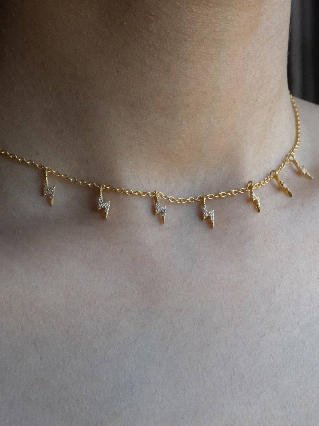 

Anushka Jain Jewellery 925 Sterling Silver Gold-Plated CZ Studded Thunder Stroke Necklace