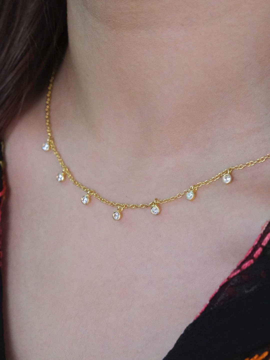 

Anushka Jain Jewellery 925 Sterling Silver Gold-Plated Cubic Zirconia Necklace