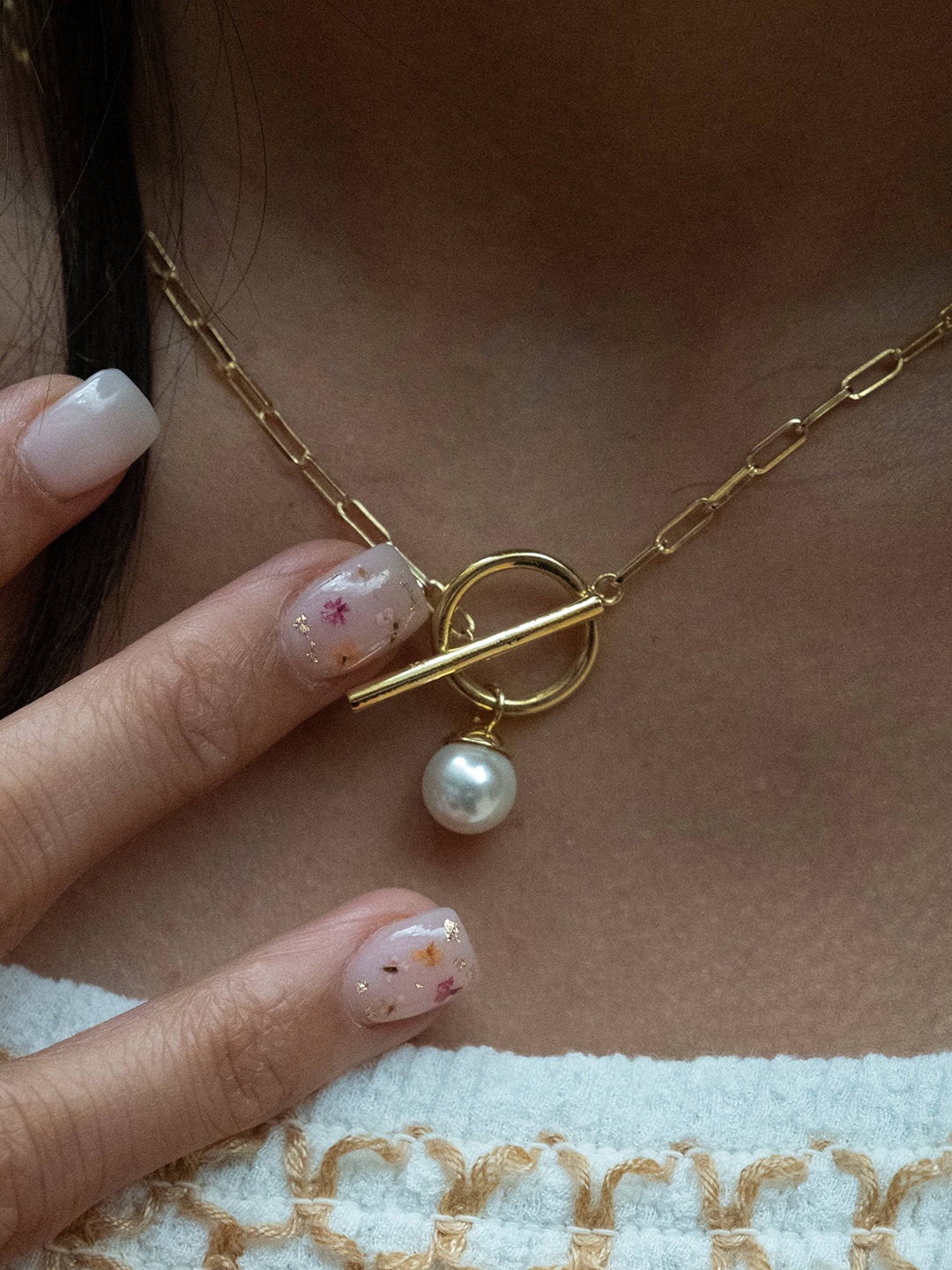 

Anushka Jain Jewellery 925 Sterling Silver Gold-Plated Pearl Beaded Necklace