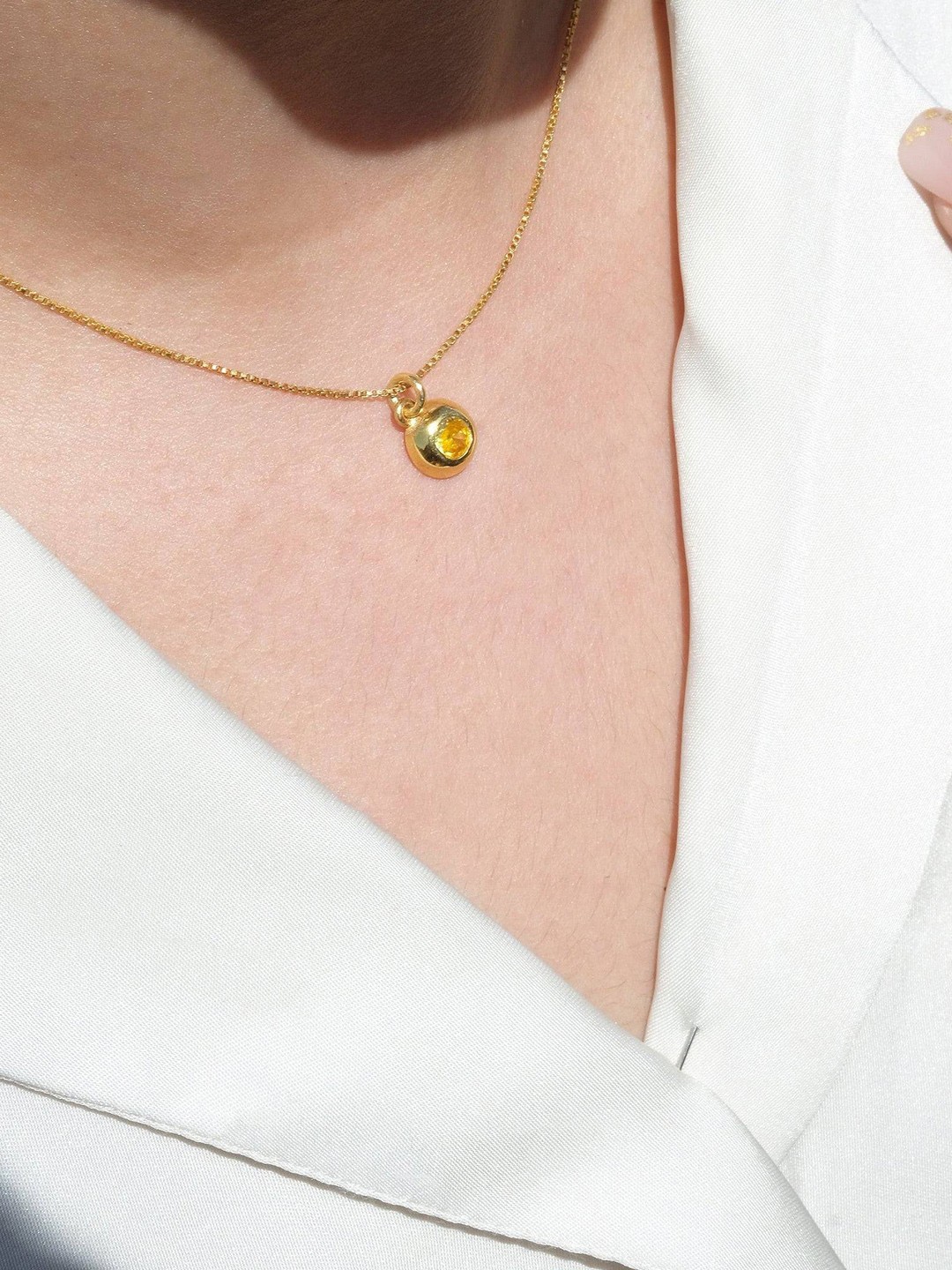 

Anushka Jain Jewellery 925 Sterling Silver Gold Plated November Birthstone Pendant & Chain