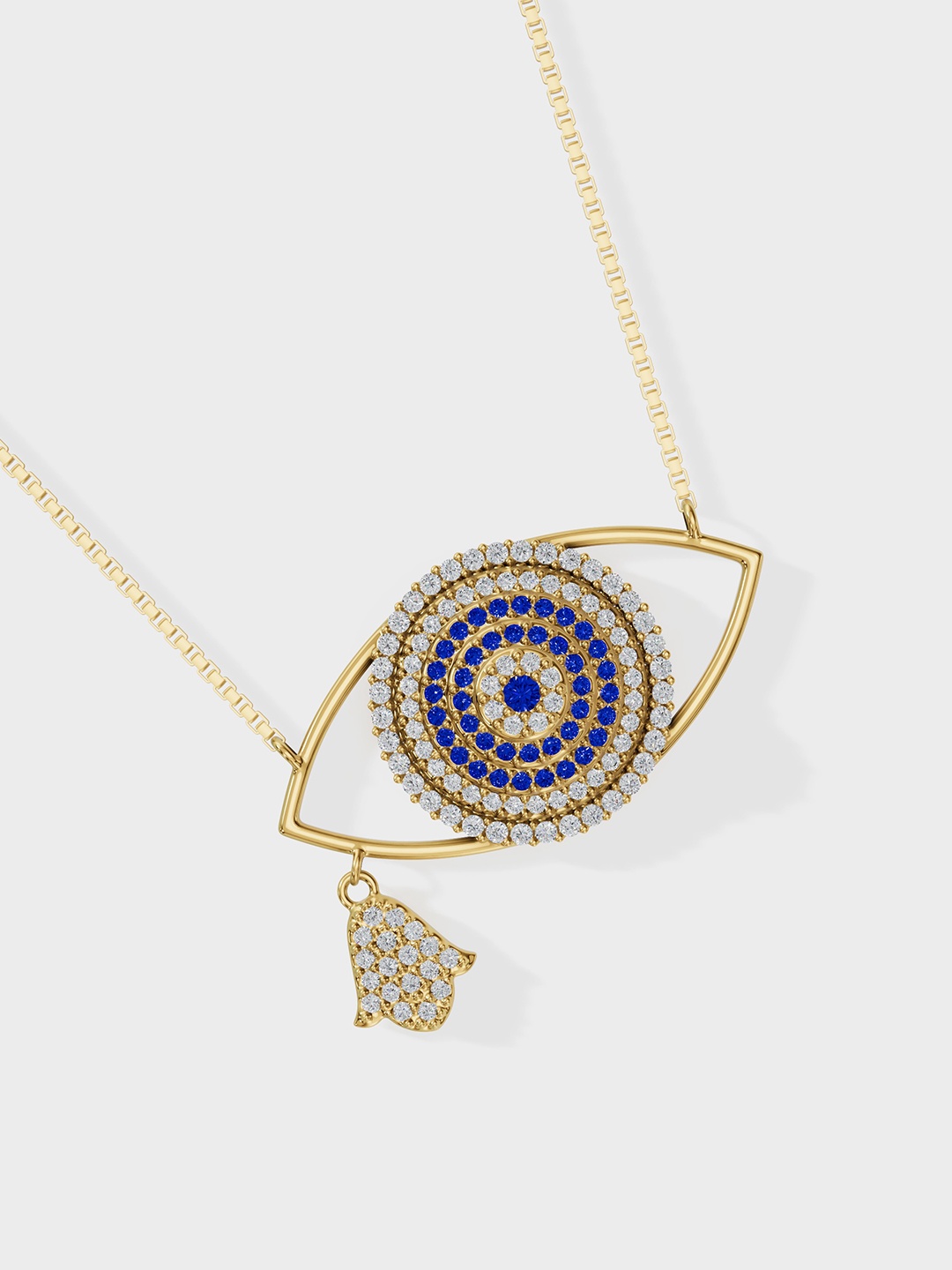 

Anushka Jain Jewellery 925 Sterling Silver Gold-Plated CZ Studded Evil Eye Necklace
