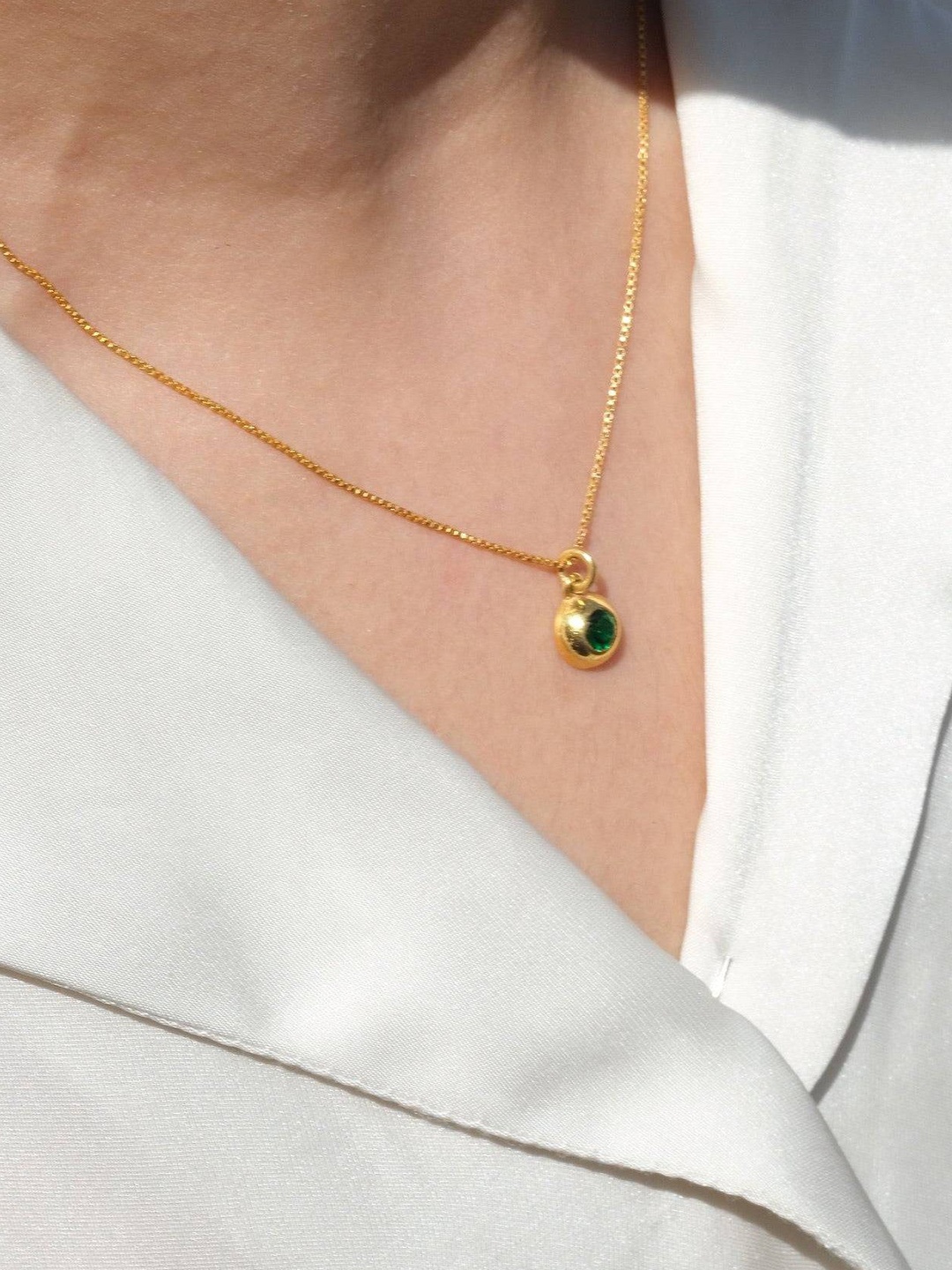 

Anushka Jain Jewellery 925 Sterling Silver Gold Plated CZ Stone Studded Pendant With Chain