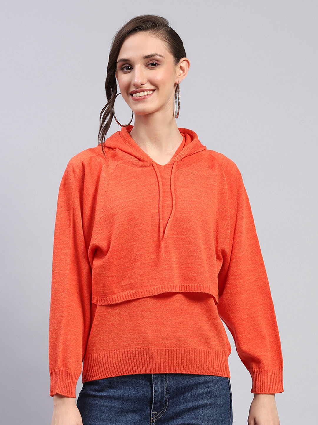 

Monte Carlo Women Hooded Woollen Top, Rust