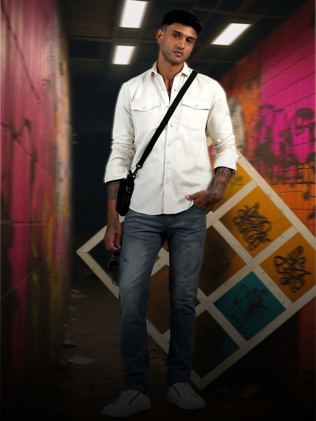 

HOUSE OF MAHNOTS Men Classic Opaque Casual Shirt, Off white