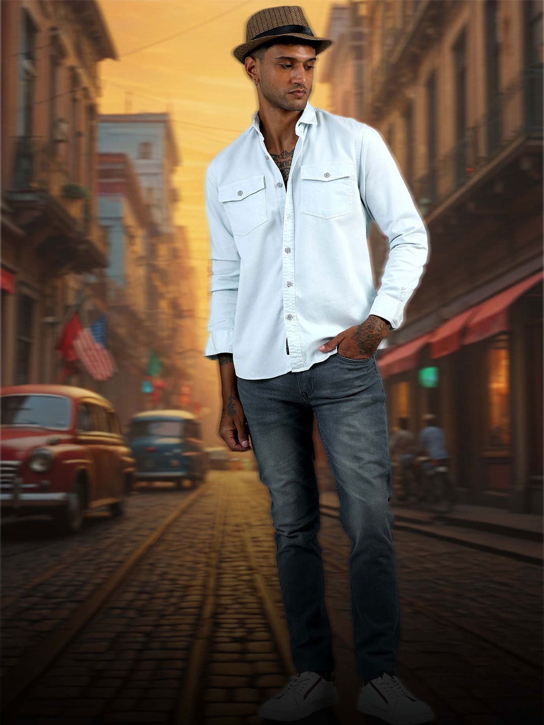 

HOUSE OF MAHNOTS Men Classic Opaque Casual Shirt, Blue