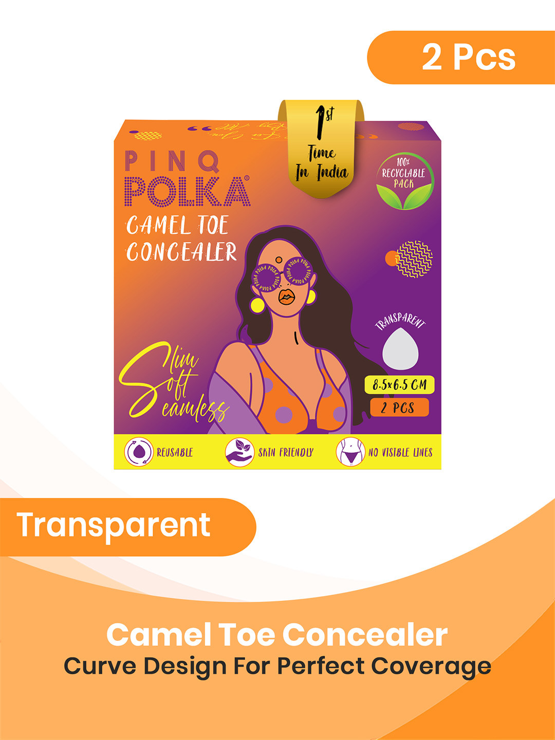 

PINQ POLKA 2Pcs Transparent Reusable No Sticking on Body Camel Toe Concealer
