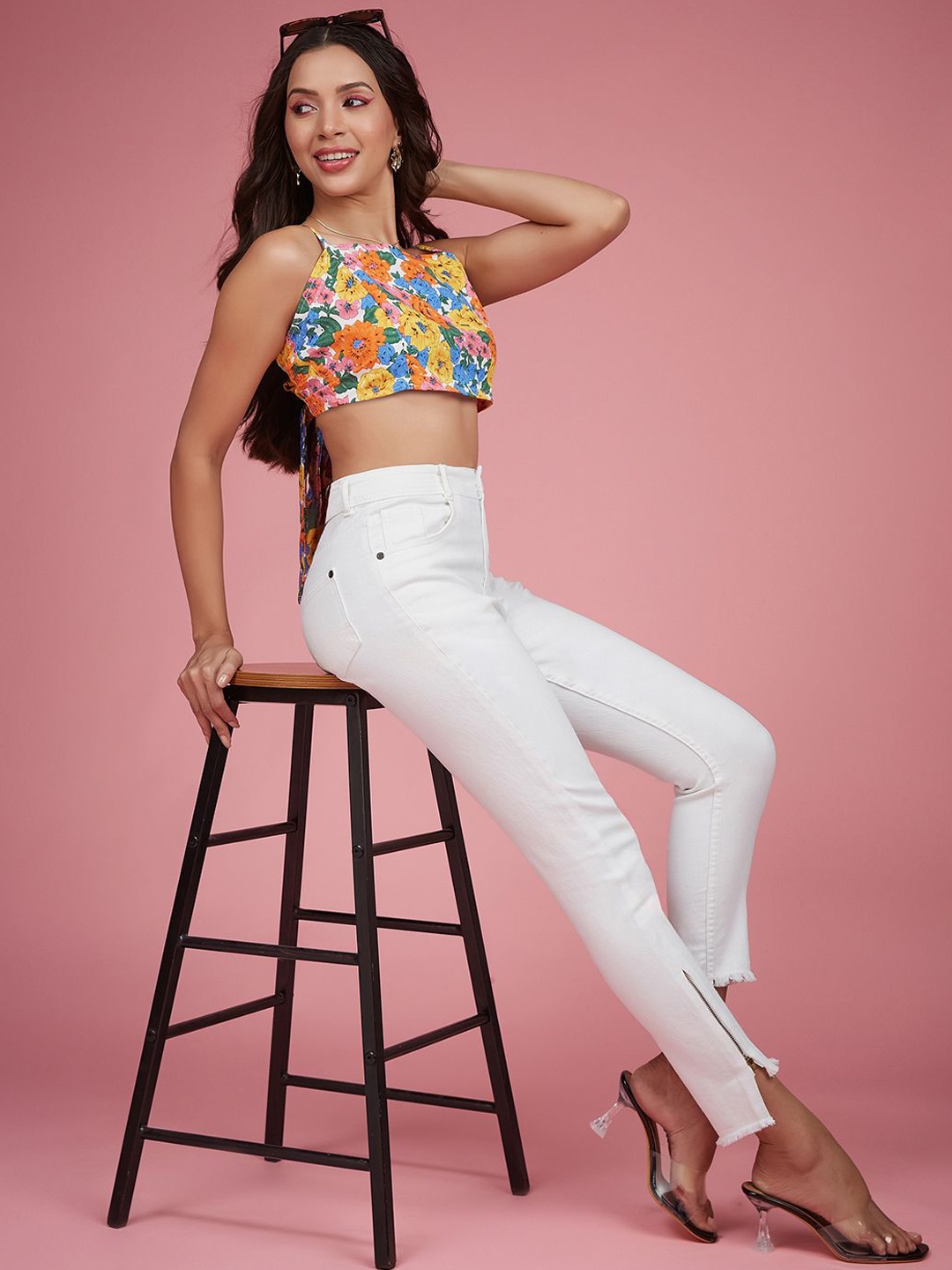 

Miss Chase Women Skinny Fit High-Rise Stretchable Jeans, White
