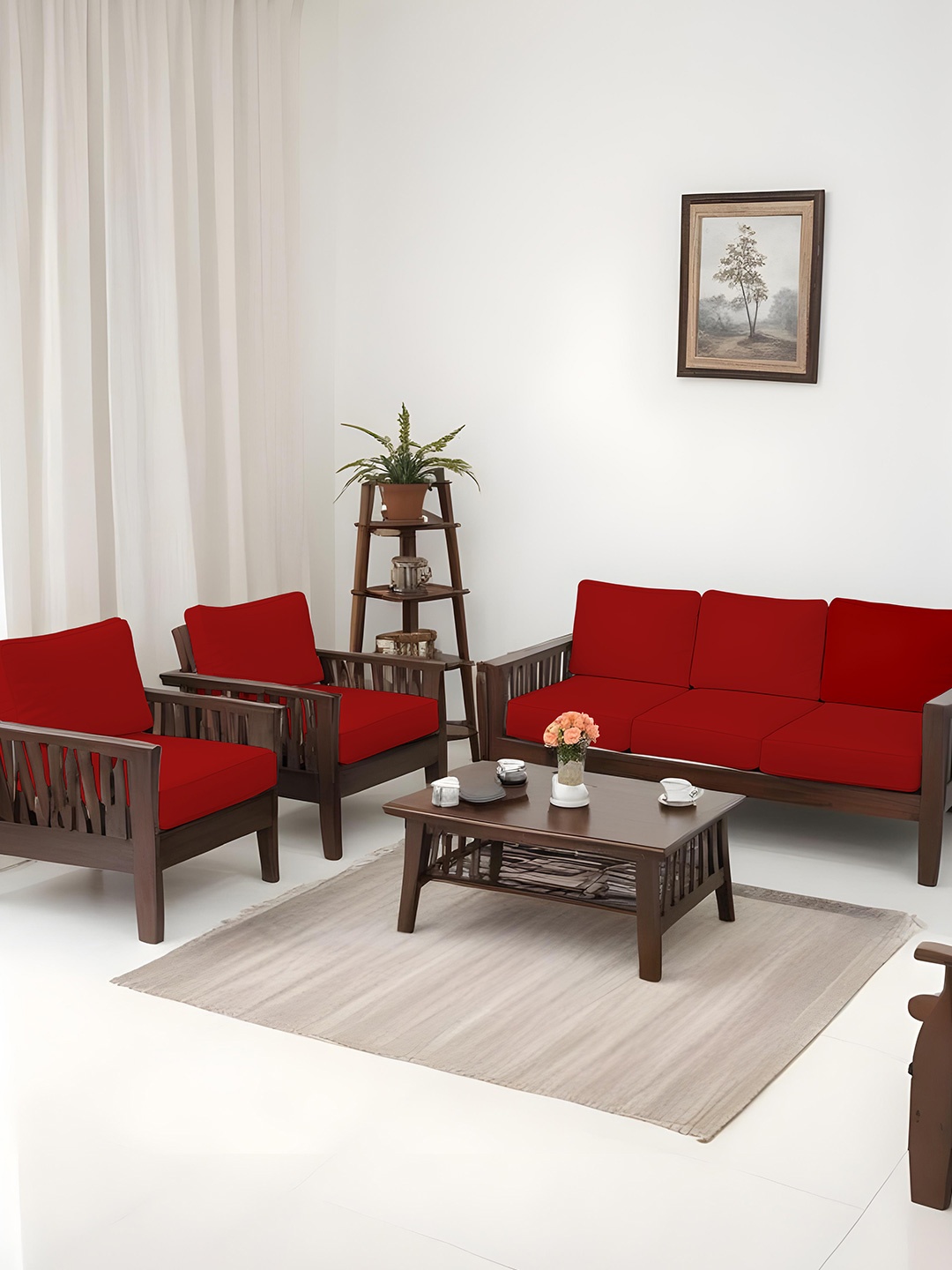 

Lazi Red 10 Pieces Elasticated 200 GSM Wooden Sofa Covers