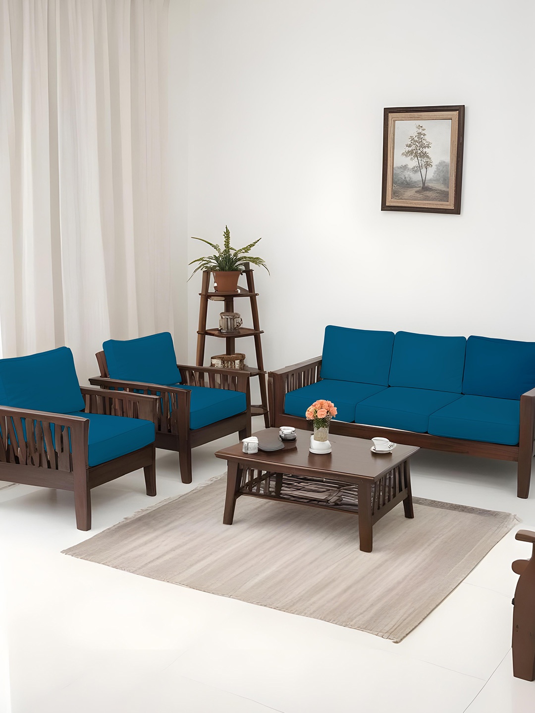 

Lazi Blue 10 Pieces Elasticated 200 GSM Wooden Sofa Covers