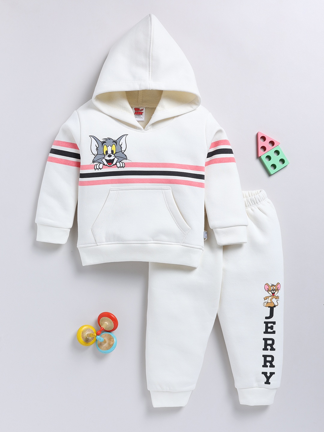 

YK X Tinyo Infants Boys Printed Sweatshirt with Joggers, Off white