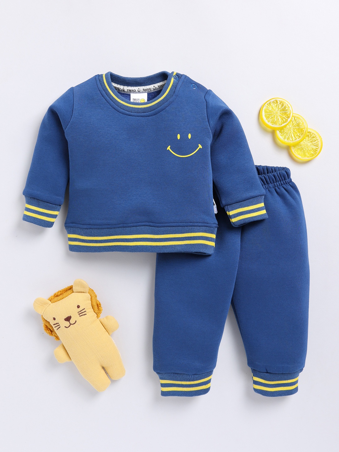 

YK X Tinyo Infants Boys Printed Sweatshirt with Joggers, Blue