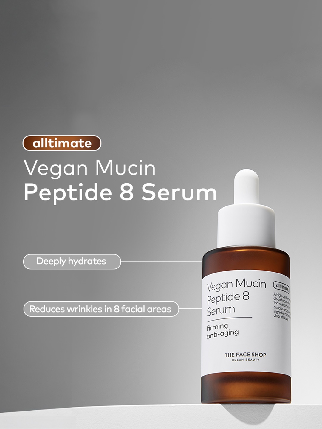 

The Face Shop Vegan Mucin Peptide 8 Firming Anti Aging Serum- 30 ml, White