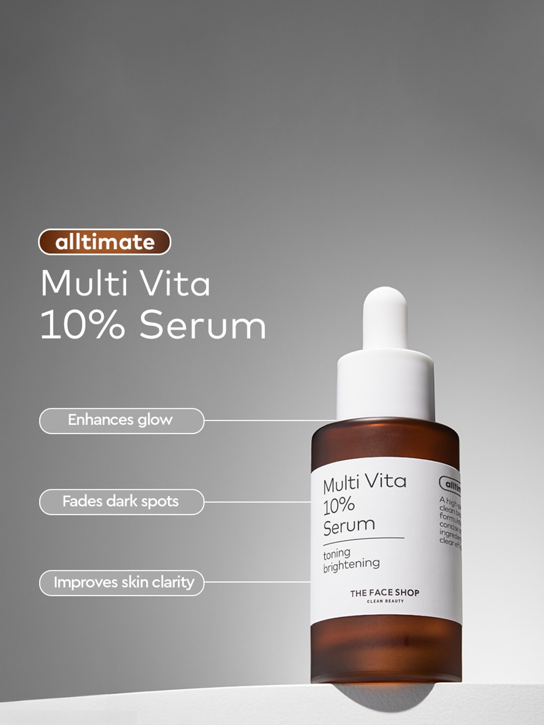 The Face Shop Multi Vita 10% Toning & Brightening Serum- 30 ml, White
