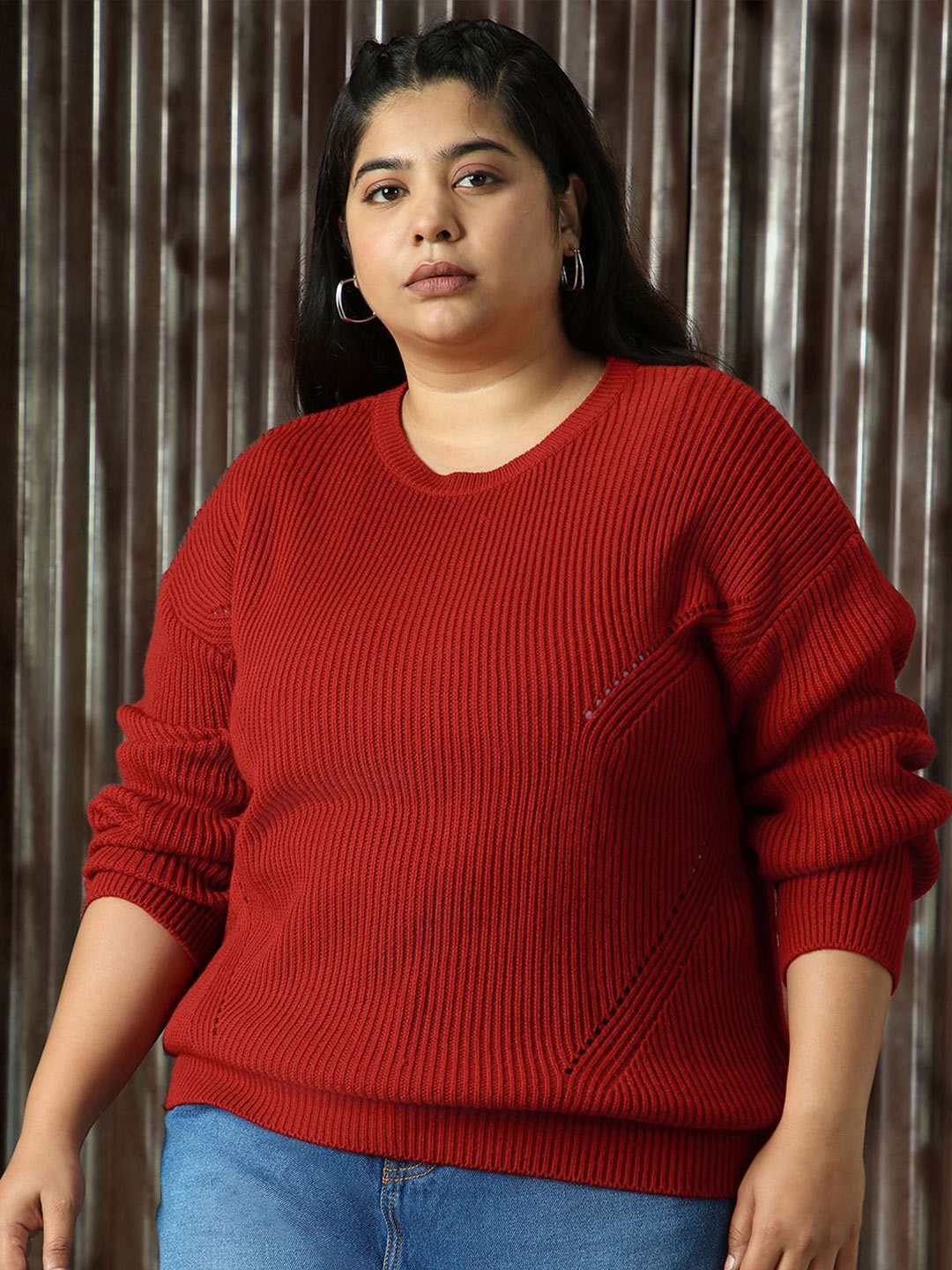 

Freeform by High Star Women Ribbed Pullover Sweaters, Red