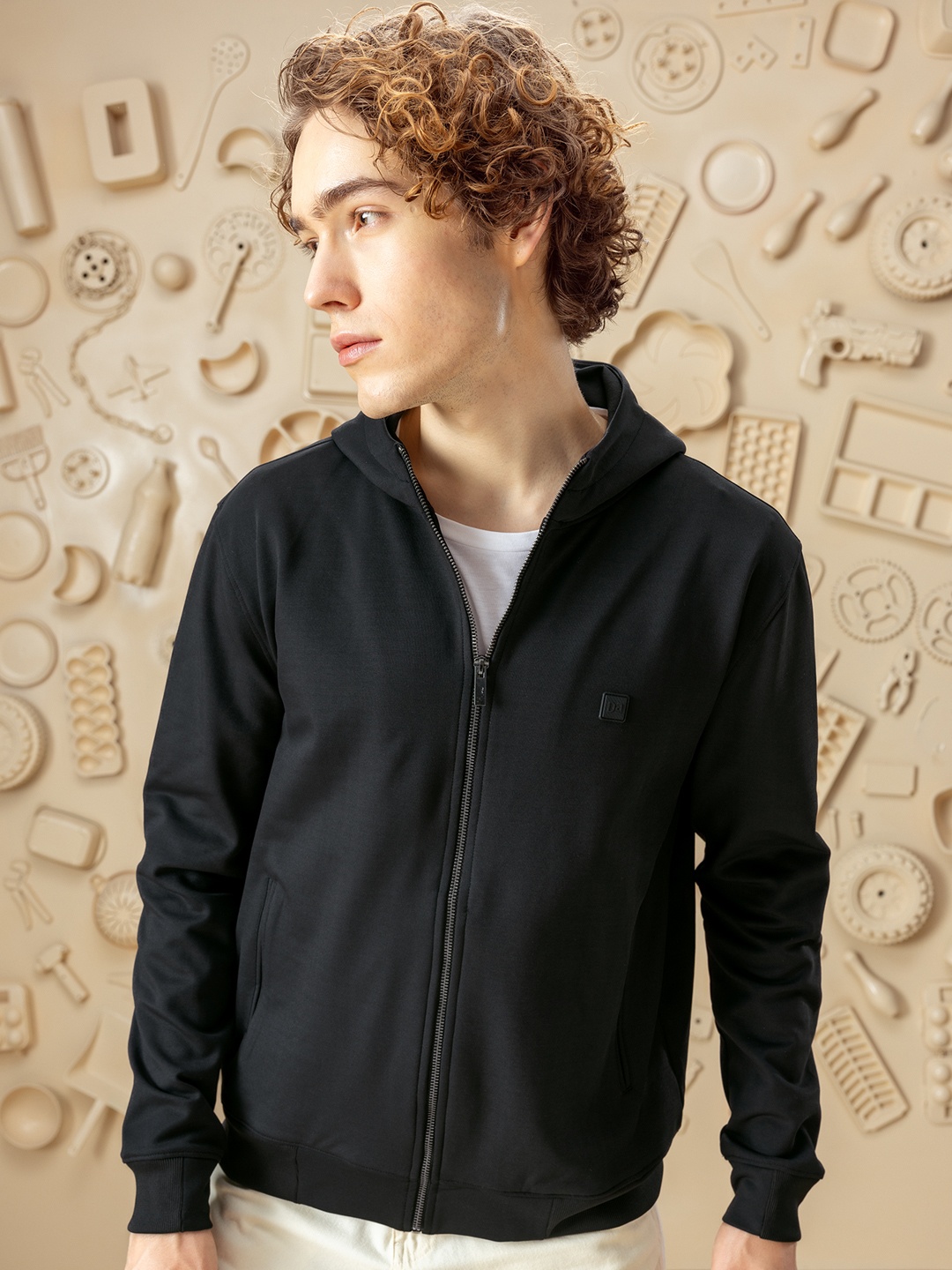 

DAMENSCH Men Long Sleeve Full Zip Hooded Sweatshirt, Black