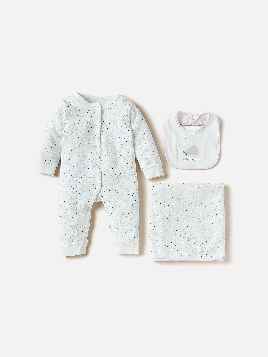 

Juniors by Babyshop Infants Girls Printed Pure Cotton Baby Apparel Gift Set, White