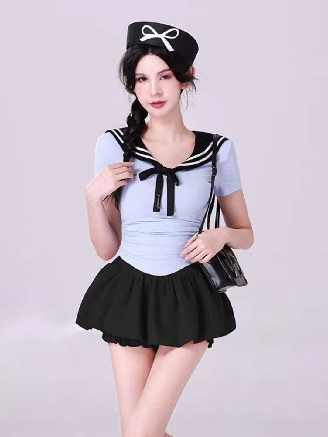 

KPOP Women V-Neck Short Sleeves Top, Blue