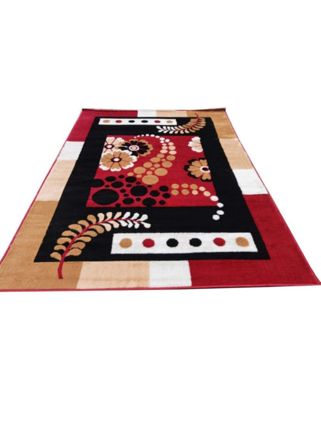 

Samjeeda Handloom carpets Red & Beige Geometric Printed Woollen Anti Skid Carpet