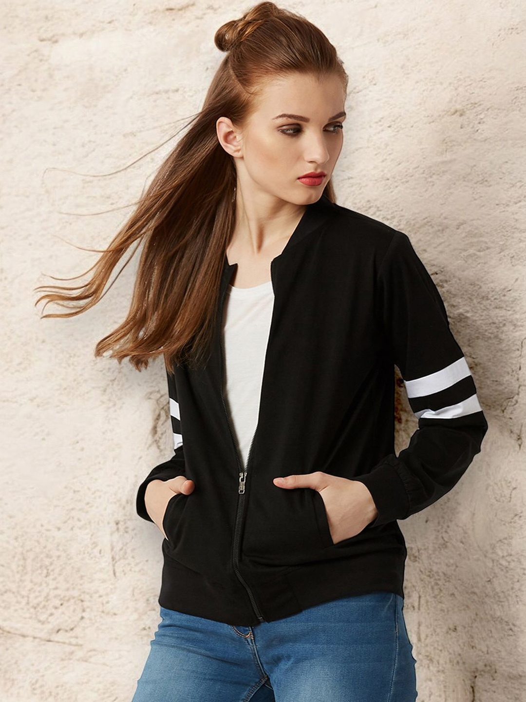 

Miss Chase Women Fleece Tailored Jacket, Black