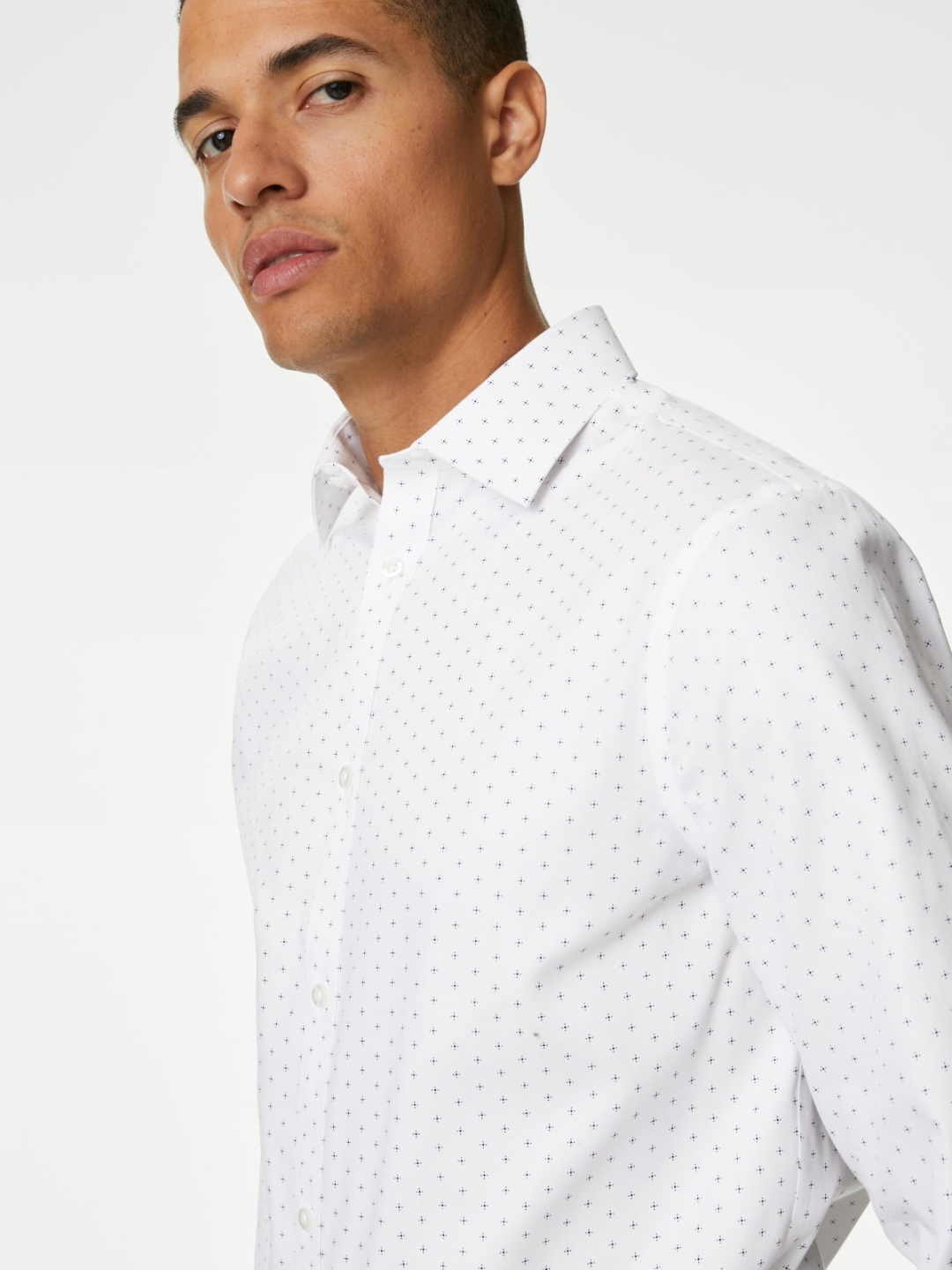 

Marks & Spencer Men Micro Ditsy Printed Pure Cotton Casual Shirt, White