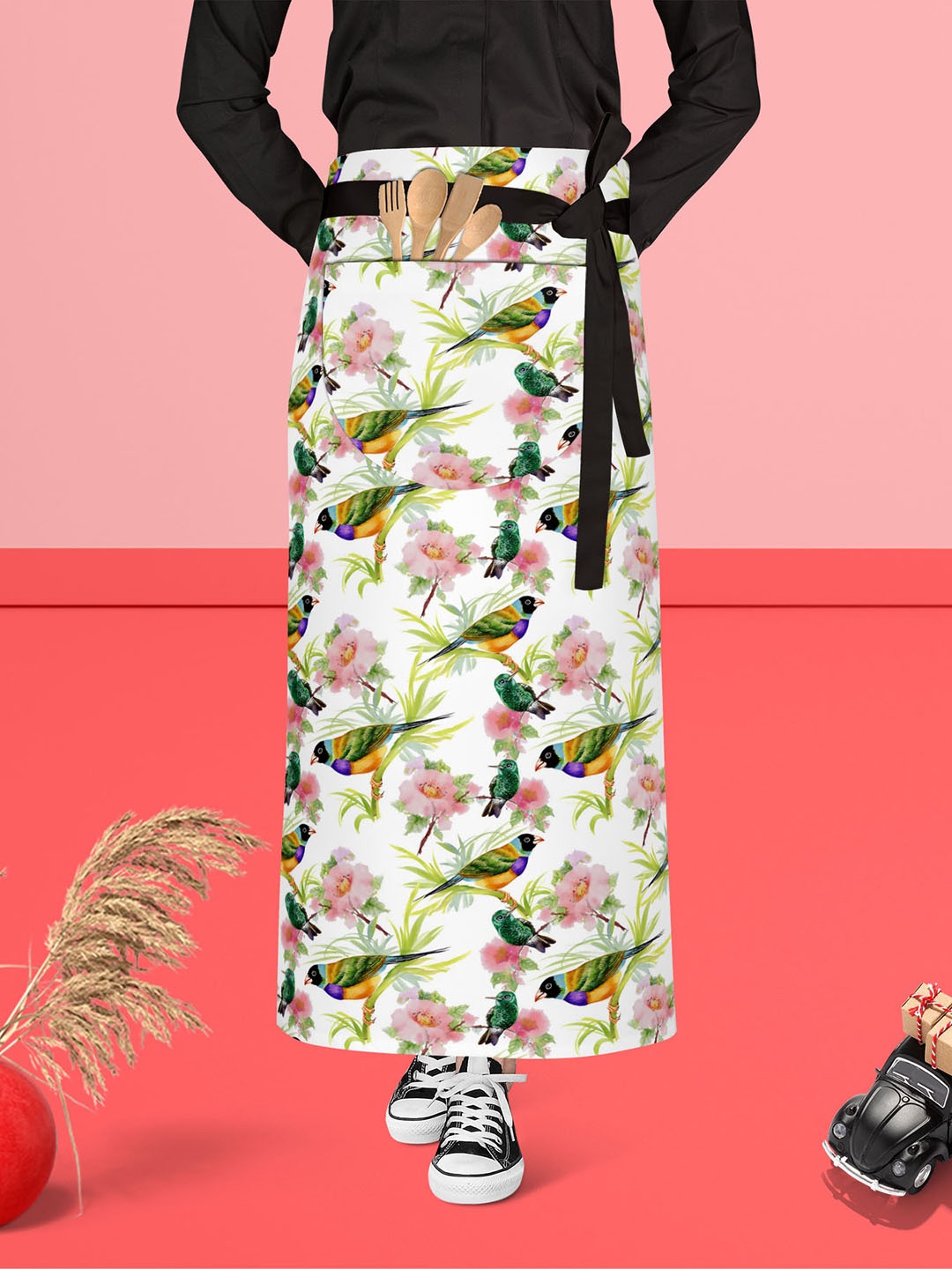 

ArtzFolio Printed Waist to Feet Apron, White