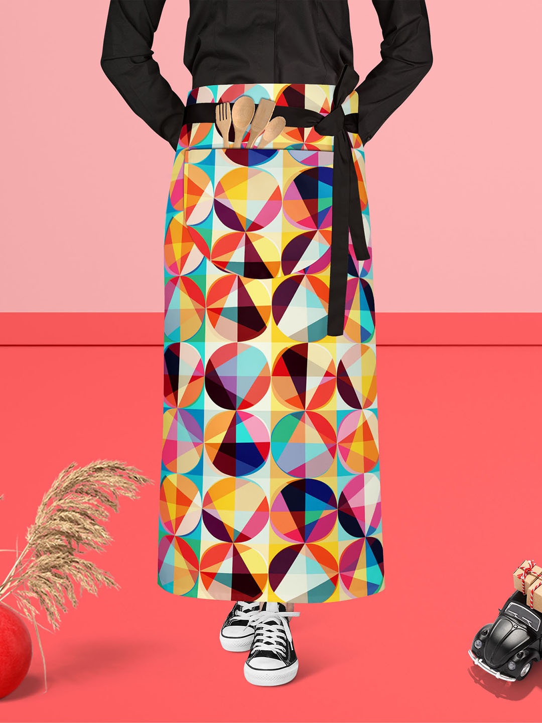 

ArtzFolio Yellow & Blue Printed Pure Cotton Waist Apron
